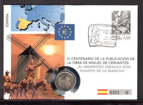 Spanien 2005 Numisbrief 2 Euro Don Quijote
