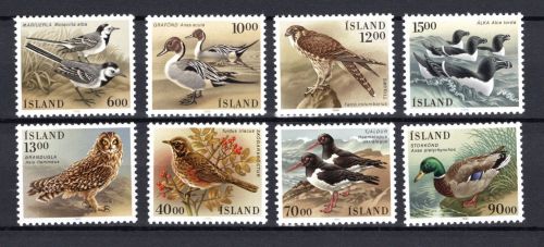 Island MiNr. 644-647 und 668-671, beide postfrisch Heimische Vögel