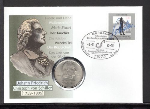 Bund 1995 Numisbrief 20 DDR Mark J.F.C. von Schiller