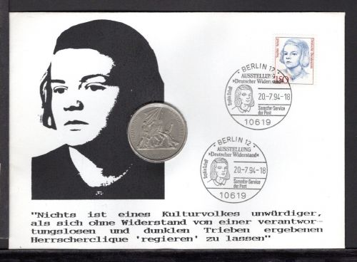 Bund 1994 Numisbrief 10 DDR Mark Buchenwald Sophie Scholl