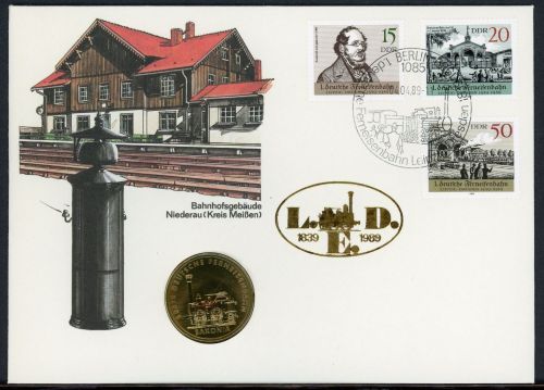 DDR 1989 Numisbrief 5 Mark Ferneisenbahn - Worbes 61 ST