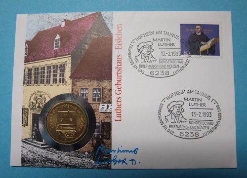 DDR 1993 Numisbrief 5 Mark Luthers Geburtshaus Worbes 184 a