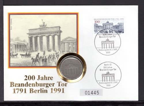 DDR 1991 Numisbrief 5 Mark Brandenburger Tor - Worbes 135 ST