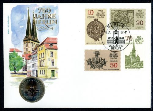 DDR 1987 Numisbrief 5 Mark Nikolaikirche - Worbes 43 ST