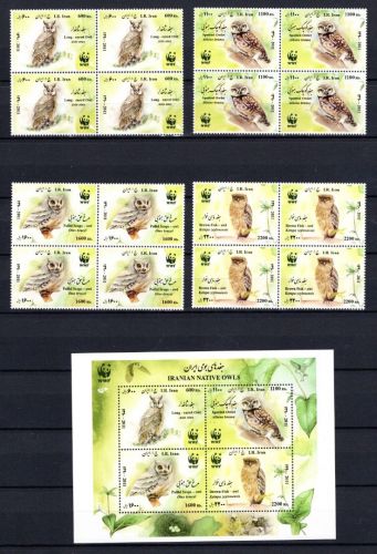 Iran WWF MiNr. 3247-3250 Vbl. mit Block 59 postfrisch Naturschutz Eulen