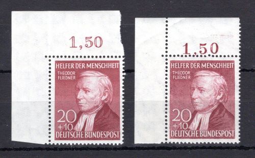 Bund MiNr. 158 I u. II Eckrand ol postfrisch Typ II Bogenrand gefaltet