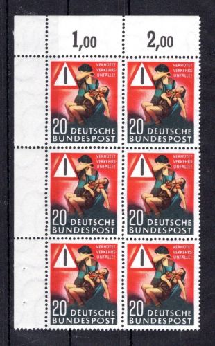 Bund MiNr. 162 postfrisch 6er Block Eckrand ol, ungefaltet