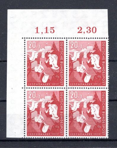 Bund MiNr. 154 postfrisch 4er Block Eckrand ol, ungefaltet