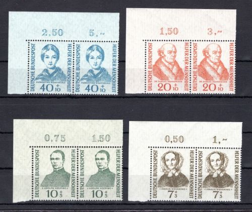 Bund MiNr. 222-225 postfrisch waag. Paare Eckrand ol, ungefaltet