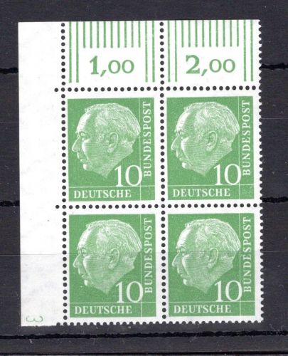 Bund MiNr. 183 v postfrisch 4er Block Eckrand ol, DZ, ungefaltet