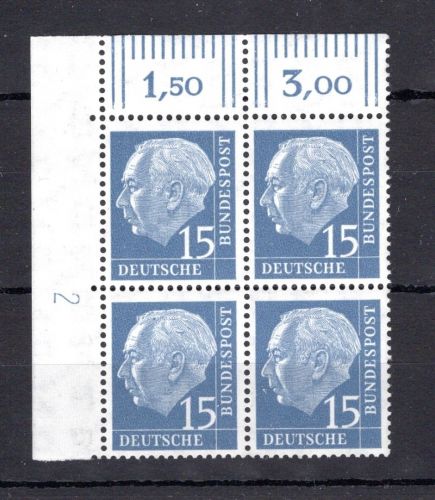 Bund MiNr. 184 v DZ postfrisch im 4er Block Eckrand ol, ungefaltet