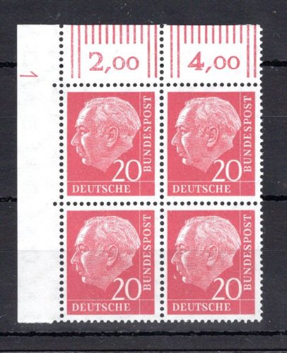 Bund MiNr. 185 v DZ postfrisch im 4er Block Eckrand ol, ungefaltet