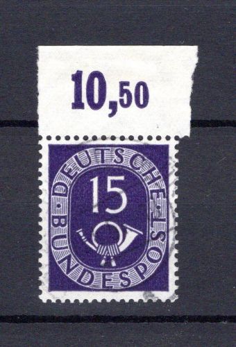 Bund MiNr. 129 Oberrand gestempelt gefaltet