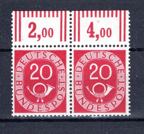 Bund MiNr. 130 Oberrand postfrisch waag. Paar, ungefaltet