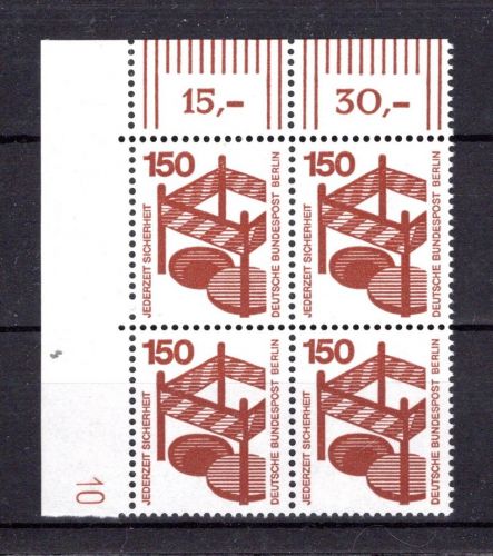Berlin MiNr. 411 DZ postfrisch als 4er Block Eckrand ol, ungefaltet