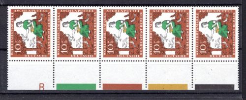 Berlin MiNr. 266 postfrisch als 5er Streifen, großes B, ungefaltet