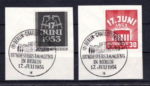 Berlin MiNr. 110-111 Sonderstempel Charlottenburg auf Briefstücken