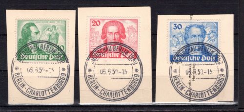Berlin MiNr. 61-63 Sonderstempel Charlottenburg auf Briefstücken
