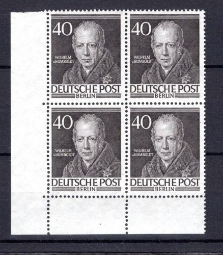 Berlin MiNr. 100 postfrisch 4er Block Eckrand ul, ungefaltet