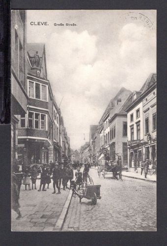 AK Cleve (Kleve) NRW 1919 Große Straße mit Pferdefuhrwerk
