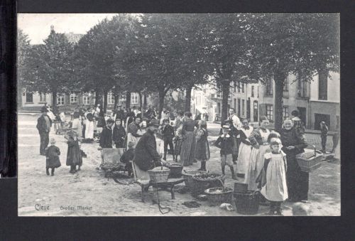 AK Cleve (Kleve) NRW 1916 Grosser Markt mit Markttreiben