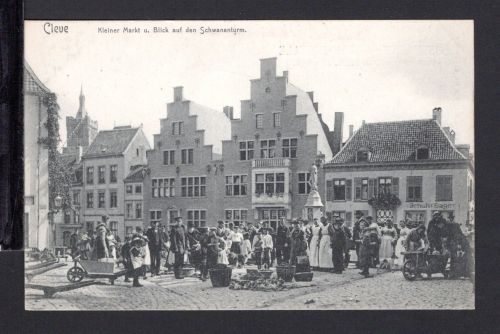 AK Cleve (Kleve) NRW 1906 Kleiner Markt mit Markttreiben
