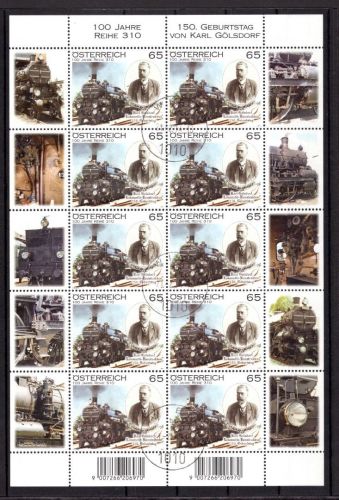 Österreich Kleinbogen MiNr. 2916 gestempelt Eisenbahn, Lokomotive