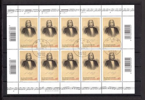 Österreich Kleinbogen MiNr. 2910 gestempelt Franz Liszt