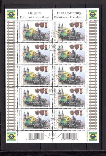 Österreich Kleinbogen MiNr. 3032 gestempelt Eisenbahn