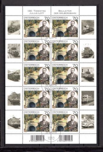 Österreich Kleinbogen MiNr. 3064 gestempelt Eisenbahn