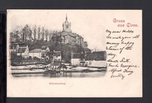 AK Cleve (Kleve) NRW um 1900 Bootsanleger vor Schwanenburg