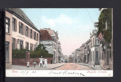 AK Cleve (Kleve) NRW 1903 Hagsche Strasse kaiserl. Postamt coloriert