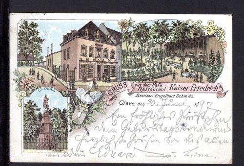 AK Cleve (Kleve) NRW 1897 Kafe-Restaurant Kaiser Friedrich, E. Schmitz