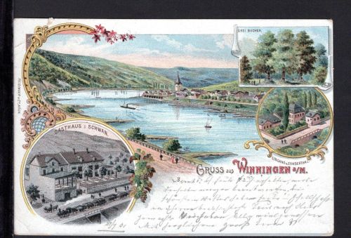 AK Winningen/ Mosel 1901 Gasthaus Schwan, 3 Buchen