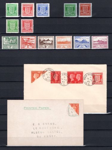 Dt. Besetzung WK II Kanalinseln kpl. postfrisch zzgl. I+II auf Brief
