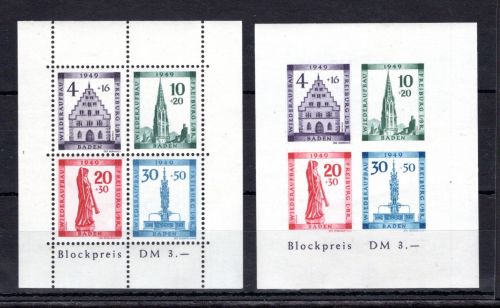 franz. Zone Baden MiNr. Block 1 A+B postfrisch Fotoattest Schlegel