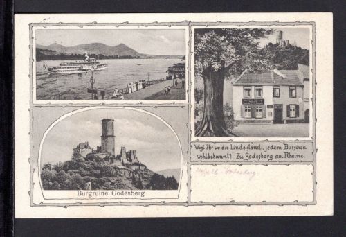 AK (Bad) Godesberg 1926 Burgruine, Gasthof zum Godesberg, Raddampfer