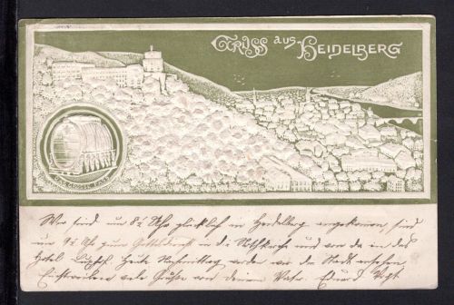 AK Heidelberg 1901 Prägekarte mit Schloss und Altstadt
