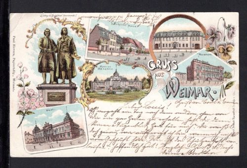 AK Weimar 1901 Post, Schloss, Museum, Schiller Haus, Denkmal