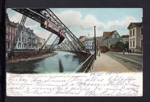 AK Barmen (Wuppertal) 1904 Werther Bollwerk mit Schwebebahn