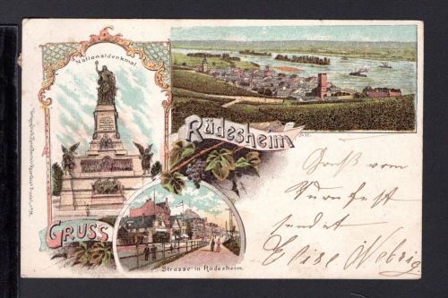 AK Rüdesheim 1899 Nationaldenkmal, Uferstrasse