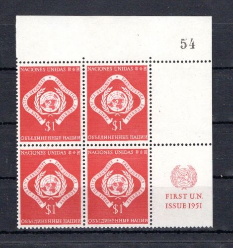 UNO New York MiNr. 11 x RZf KN III #54 postfrisch 4er Block