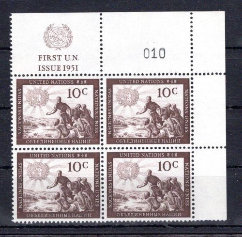 UNO New York MiNr. 6 RZf KN II #010 postfrisch 4er Block