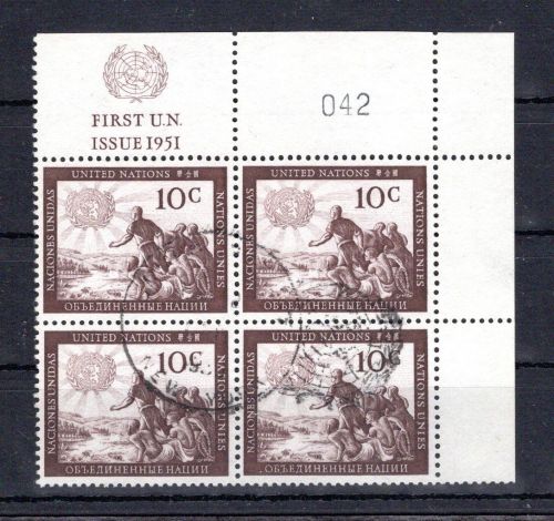 UNO New York MiNr. 6 RZf KN II #042 gestempelt 4er Block