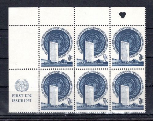 UNO New York MiNr. 10 RZf CO IV postfrisch 6er Block