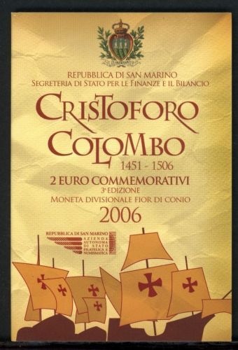 San Marino Coincard 2 Euro 2006 im Folder "Kolumbus" ST