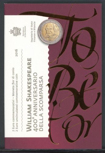 San Marino Coincard 2 Euro 2016 im Folder "Shakespeare" ST