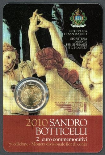 San Marino 2010 2 Euro Coincard Sandro Botticelli im Folder ST
