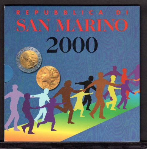 San Marino 2000 KMS im Folder mit 1 - 1000 Lire ST