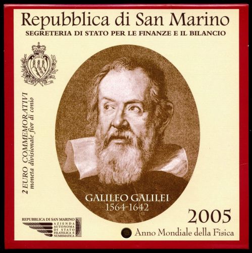 San Marino 2005 2 Euro Galileo Galilei im Klappfolder ST